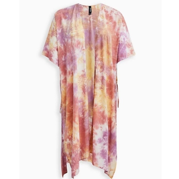 Torrid one size PINK TIE DYE LONGLINE RUANA - Picture 4 of 10